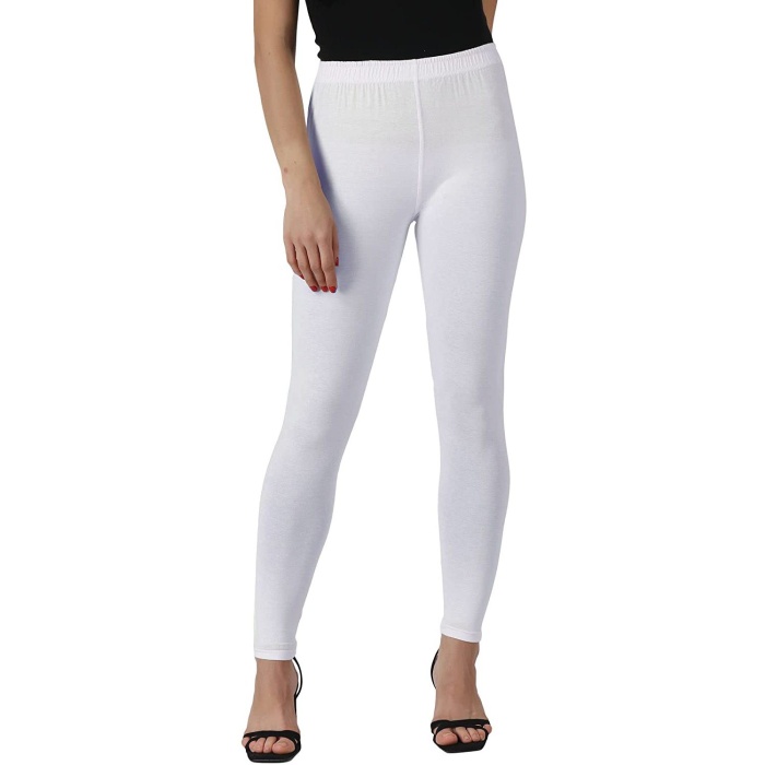 Mid Waist White Cotton Lycra Ankle Length Leggings, Casual Wear, Skin Fit  at Rs 150 in Ahmedabad